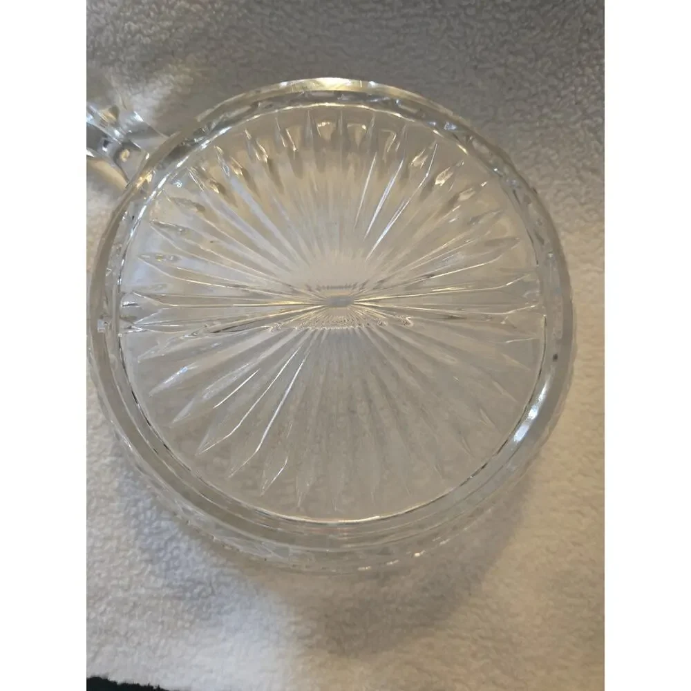 Vintage Imperial Cape Cod Divided Split Cut Pressed Glass Serving Dish W Handle